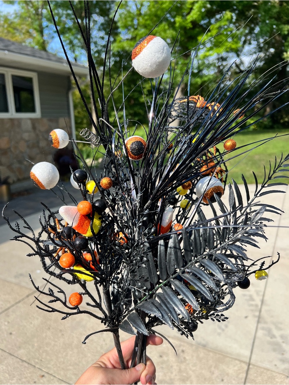 Halloween Black & Orange Decorative Pick Bundle - Fake Floral Arrangement